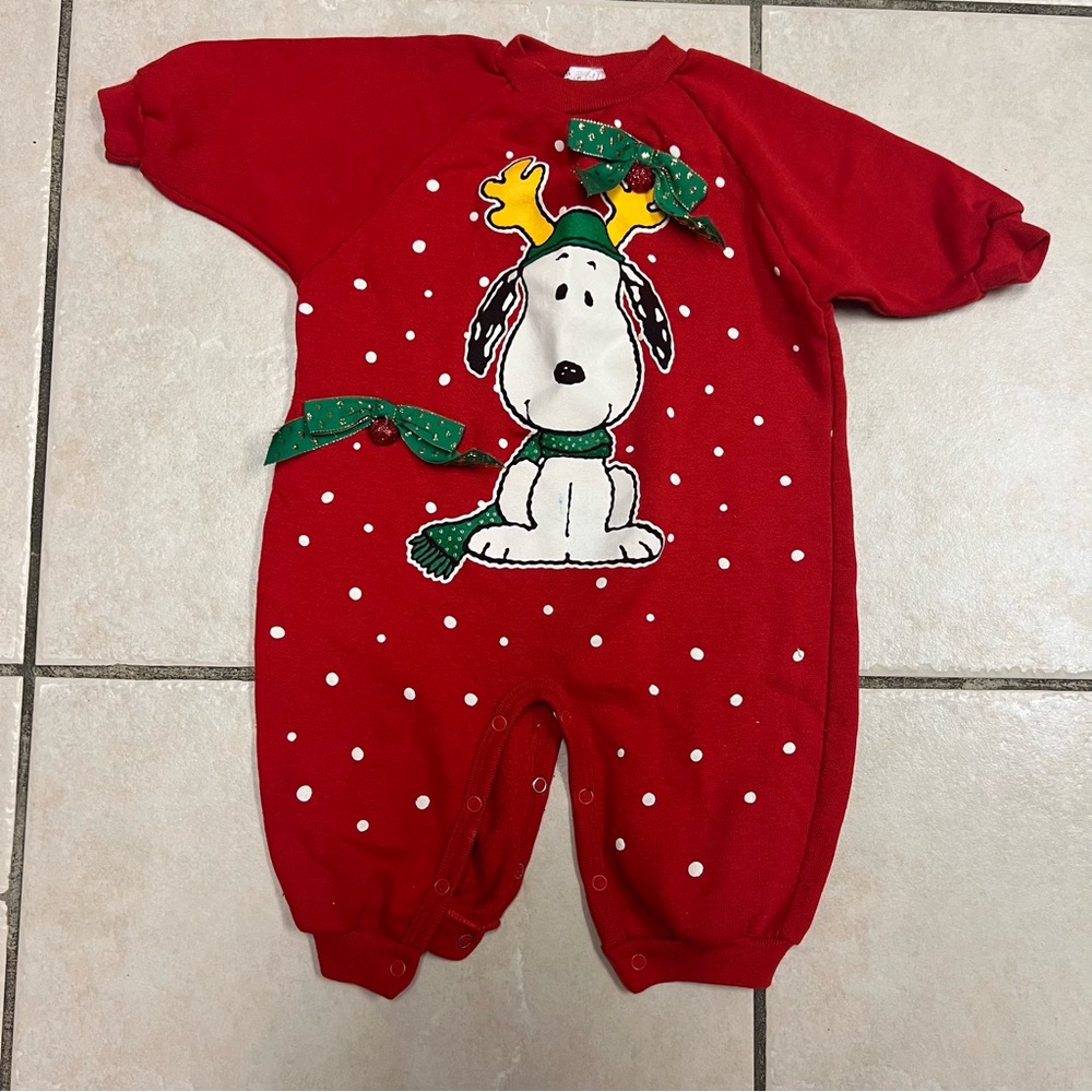 Snoopy Christmas Charlie Brown Red Kids One Piece Pants